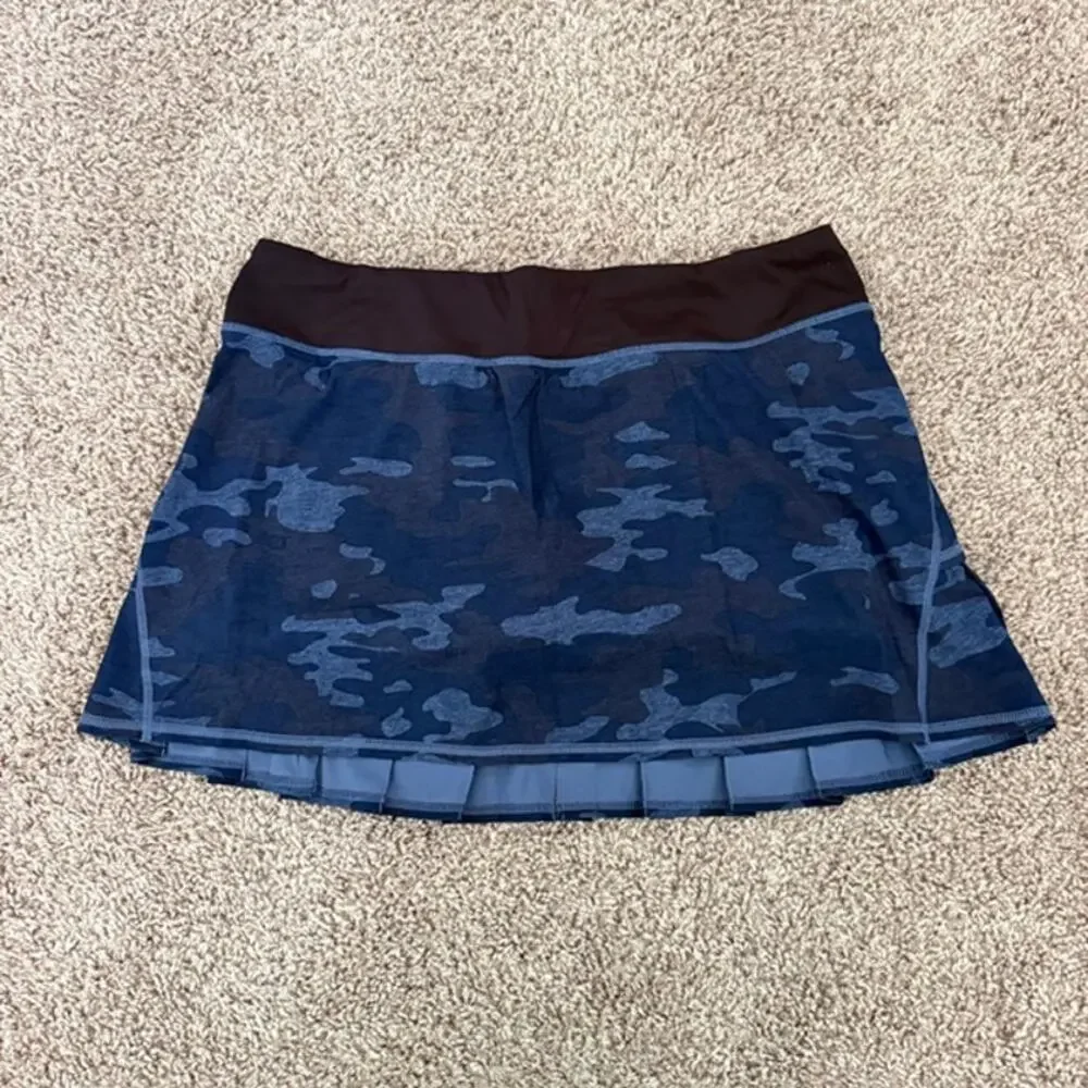Lululemon Pace Setter Skort Pleated Back Lotus Camo Oil Slick Blue Gray Women 10